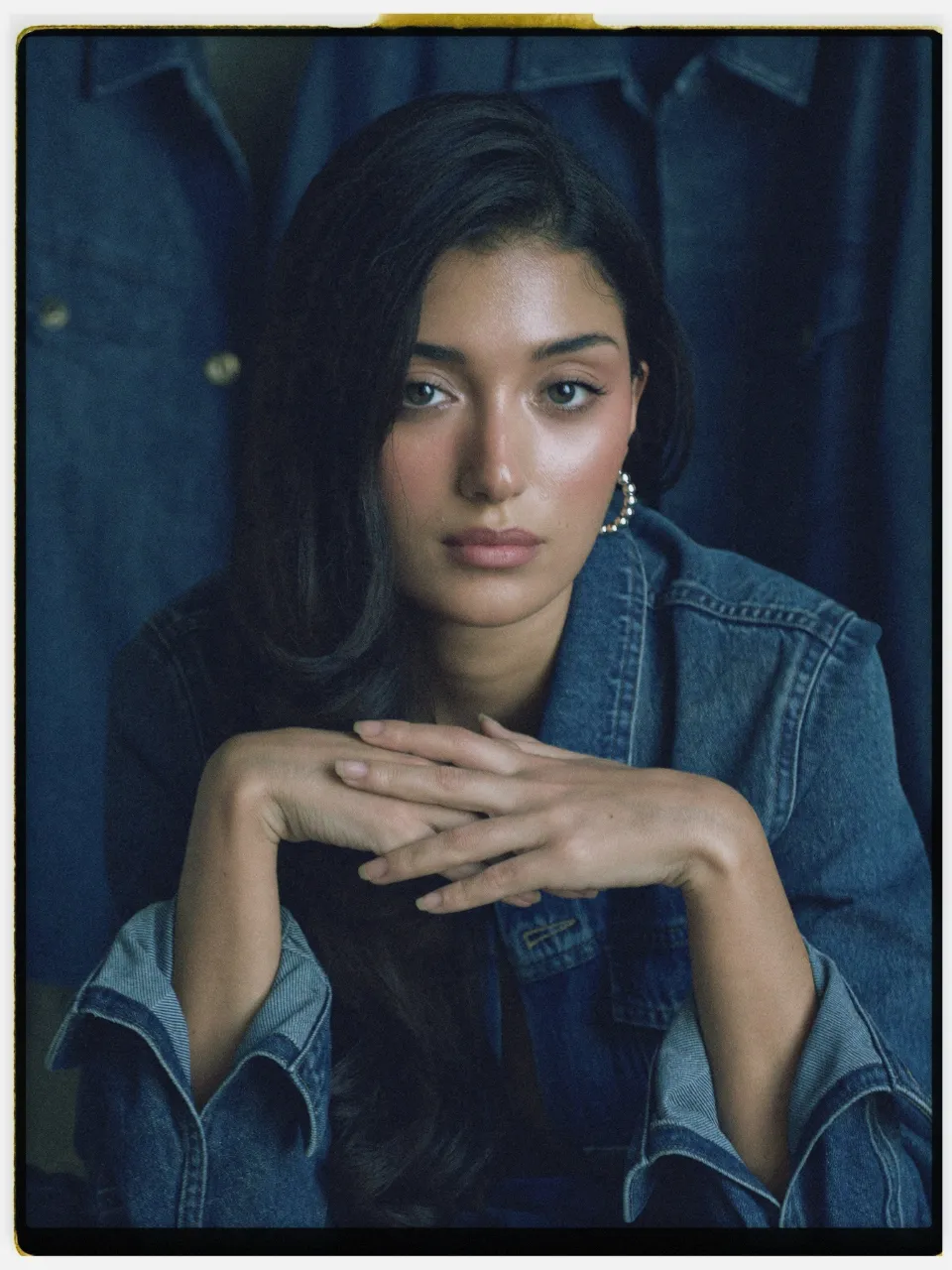 Sevra 400 film stock in Chromogen, a gentle portrait negative: the same studio portrait on an instant-style print